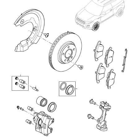 Front Brake Pads, 325mm Discs & Calipers from VIN GH000001 (Option Brake Size 17)