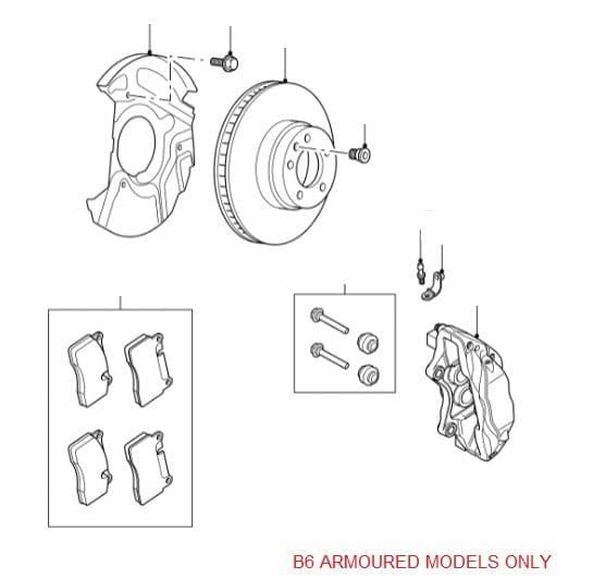 Front Brake Pads, Discs and Calipers ARMOURED models only