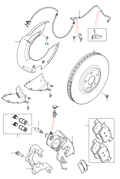 Front Brakes 325mm and 350mm Discs to VIN LA999999