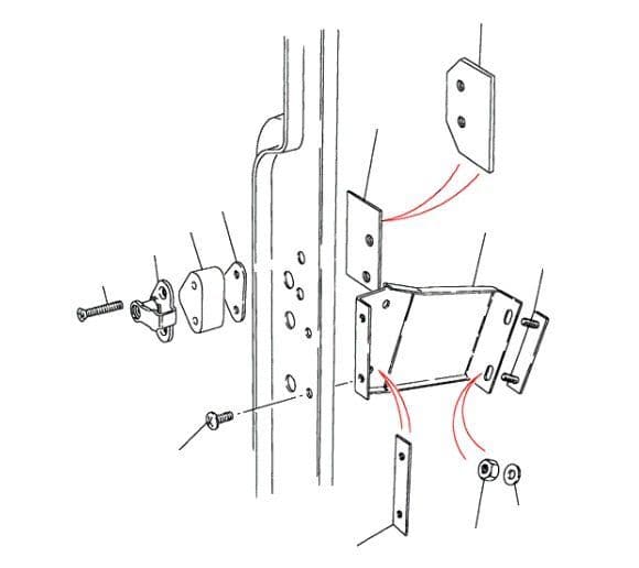 Front Door Latch Striker VIN AA270227 onwards