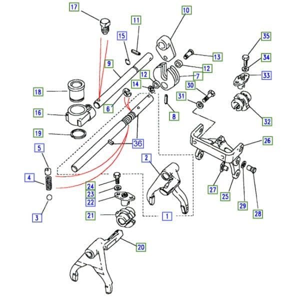 LT77 TRANSMISSION GEAR SELECTORS AND YOKE