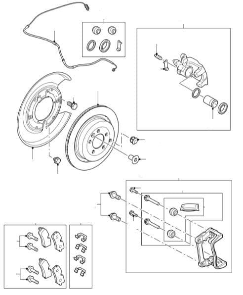 Rear Brake Pads, Discs & Calipers 4.4TDV8 & 5.0SC VIN AA000001-