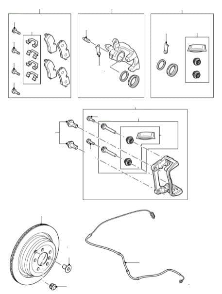 Rear Pads, Discs & Calipers 3.0, 3.6 & 5.0NA VIN AA000001- (2010)