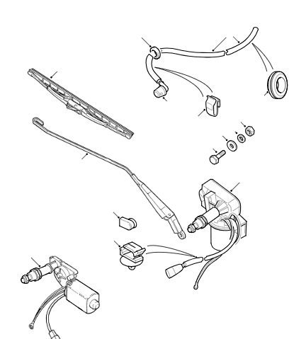 Rear Window Wiper Blade, Arm & Motor to LA081991