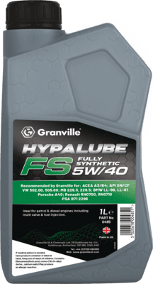 ADV932 0485 Granville Hypalube Fully Synthetic 5W/40  1 Litre A3/B3