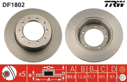 LR017953 TRW Brake Discs (Pair) DF1802