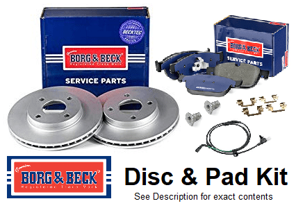 KIT253B Borg & Beck Front Disc & Pad Kit Freelander 1 Solid Discs SDB100830 + SFP100360